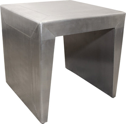 24" Silver Aluminum and Solid Wood Square Sled End Table HomeRoots