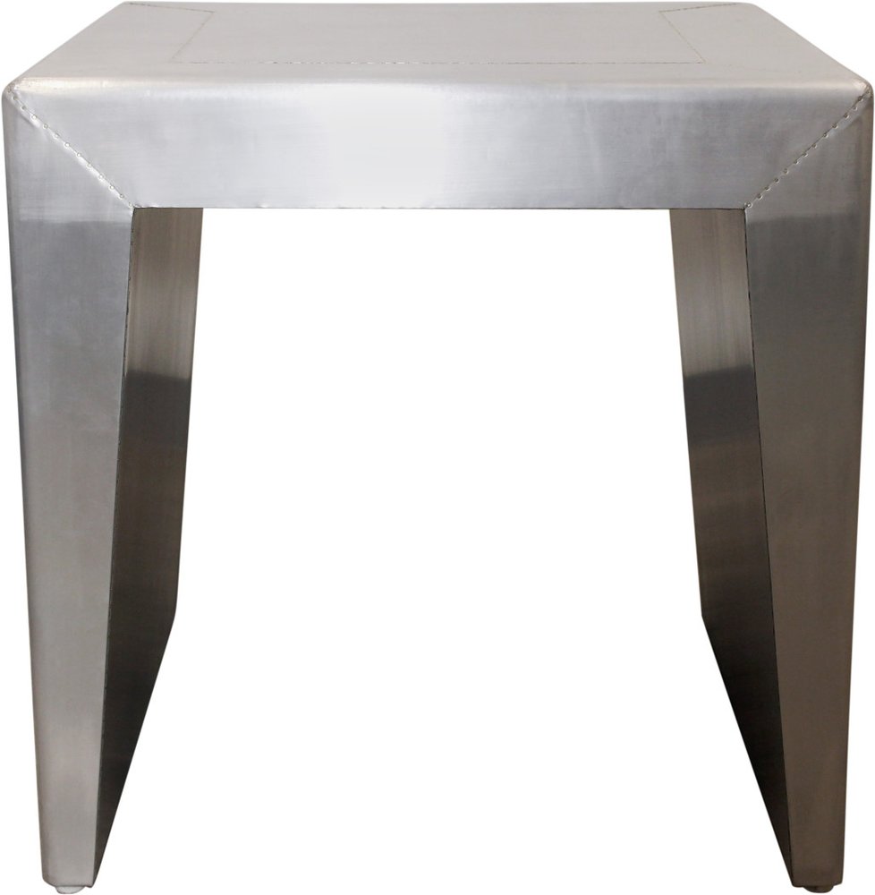 24" Silver Aluminum and Solid Wood Square Sled End Table HomeRoots