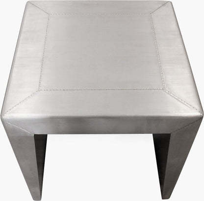24" Silver Aluminum and Solid Wood Square Sled End Table HomeRoots
