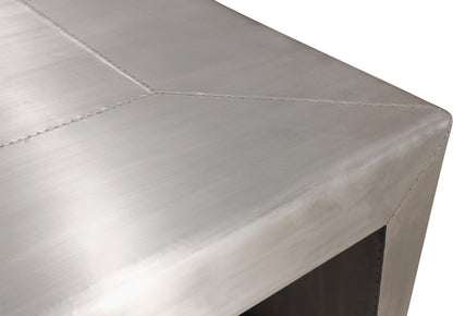24" Silver Aluminum and Solid Wood Square Sled End Table HomeRoots