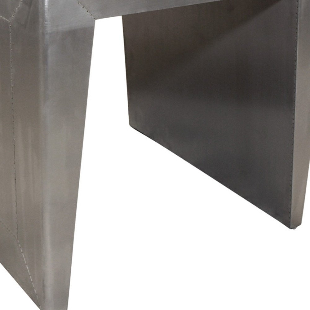 24" Silver Aluminum and Solid Wood Square Sled End Table HomeRoots
