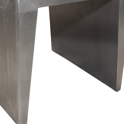 24" Silver Aluminum and Solid Wood Square Sled End Table HomeRoots