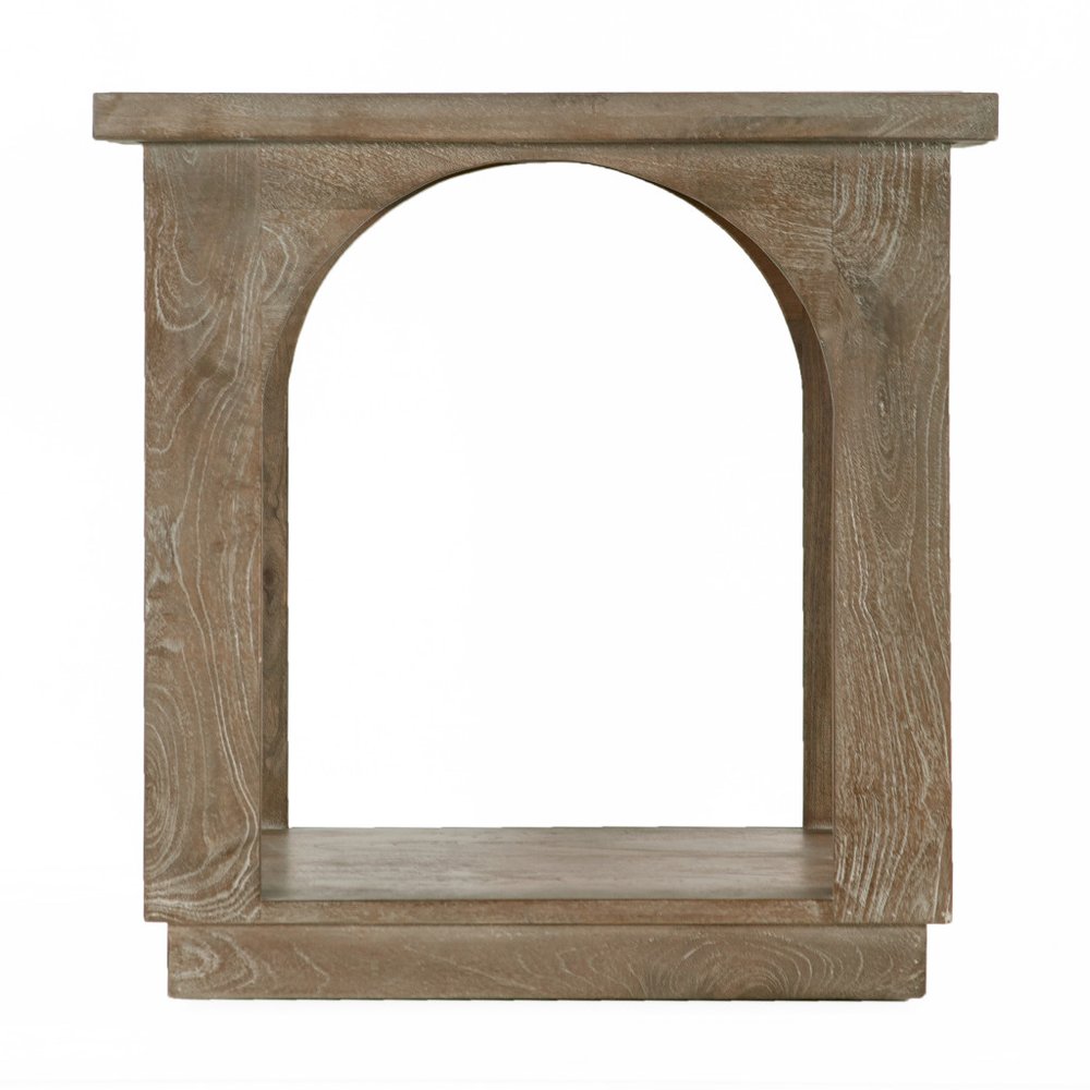 24" Brown Distressed Solid Wood Square Floor Shelf End Table HomeRoots
