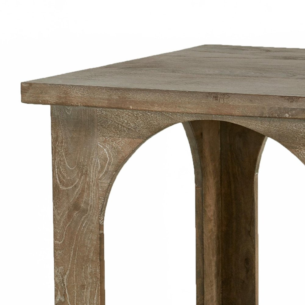 24" Brown Distressed Solid Wood Square Floor Shelf End Table HomeRoots