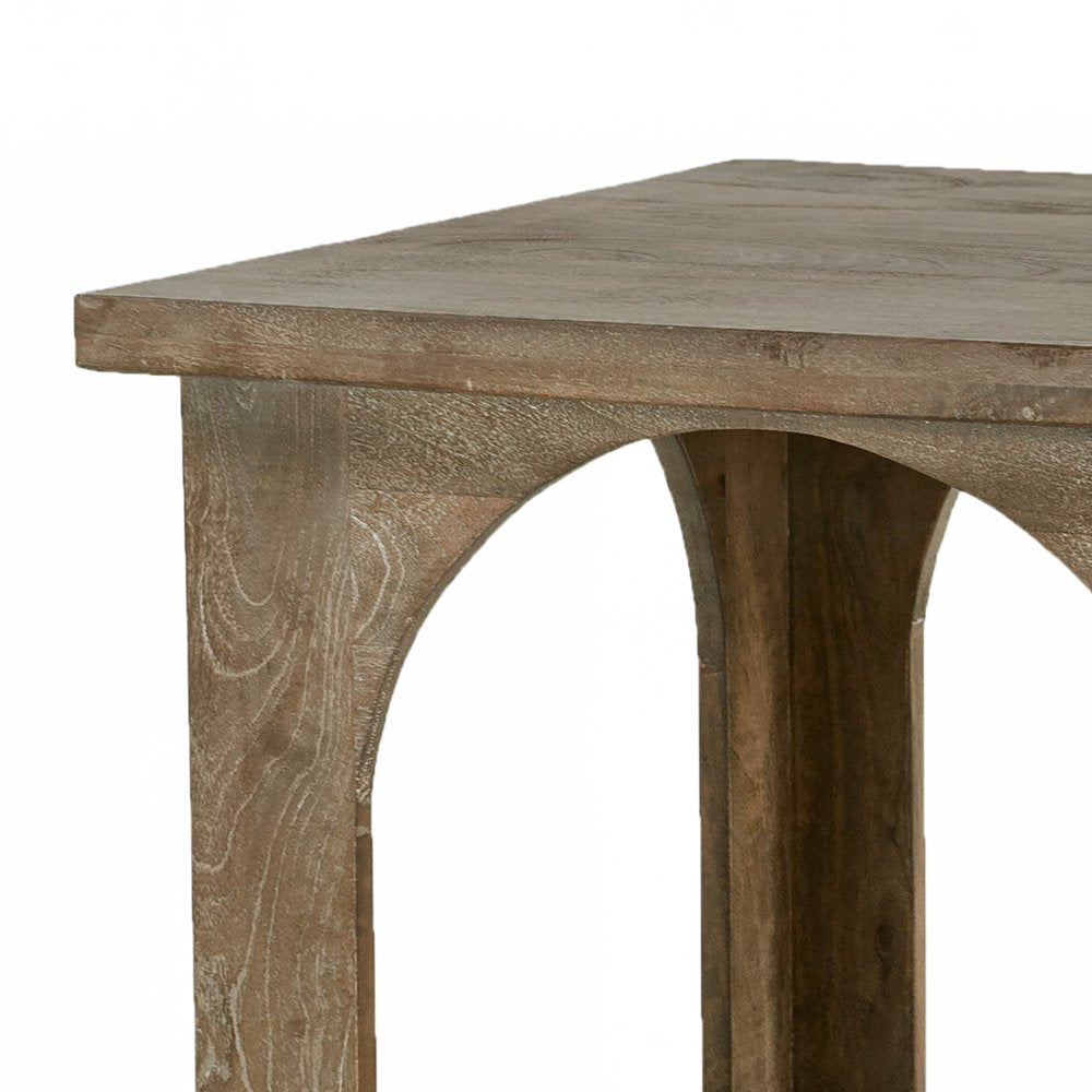 24" Brown Distressed Solid Wood Square Floor Shelf End Table HomeRoots