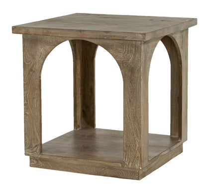24" Brown Distressed Solid Wood Square Floor Shelf End Table HomeRoots
