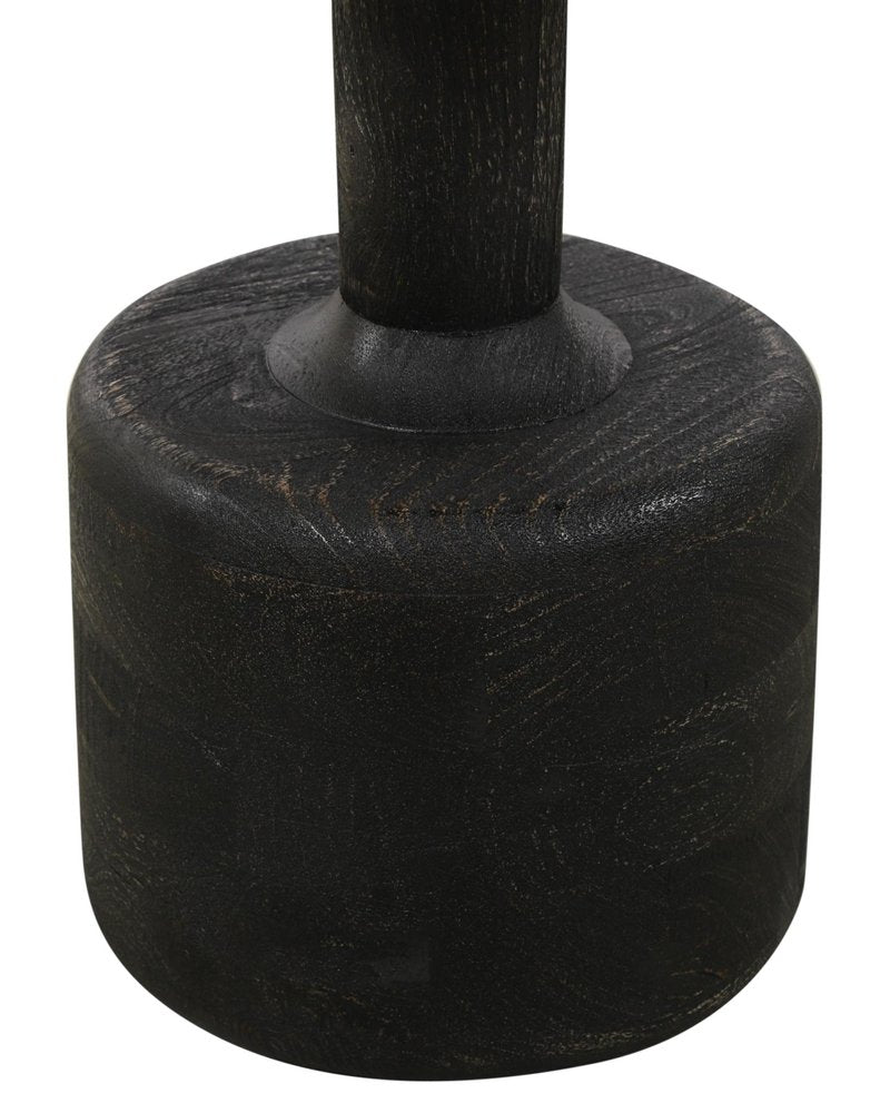 21" White and Black Distressed Marble and Solid Wood Round Pedestal End Table HomeRoots