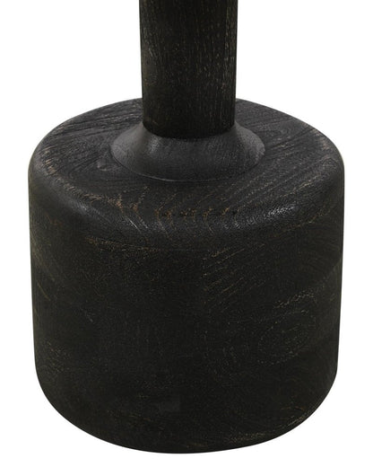 21" White and Black Distressed Marble and Solid Wood Round Pedestal End Table HomeRoots