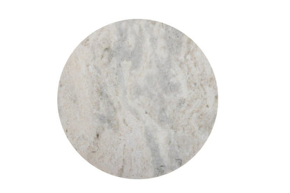 21" White and Black Distressed Marble and Solid Wood Round Pedestal End Table HomeRoots