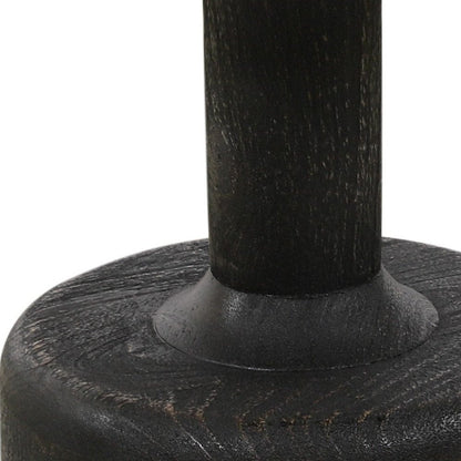 21" White and Black Distressed Marble and Solid Wood Round Pedestal End Table HomeRoots