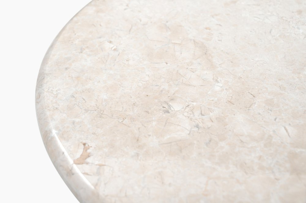 24" Cream Marble Round Pedestal End Table HomeRoots