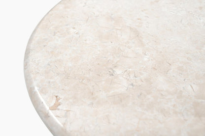 24" Cream Marble Round Pedestal End Table
