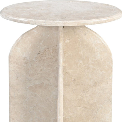24" Cream Marble Round Pedestal End Table