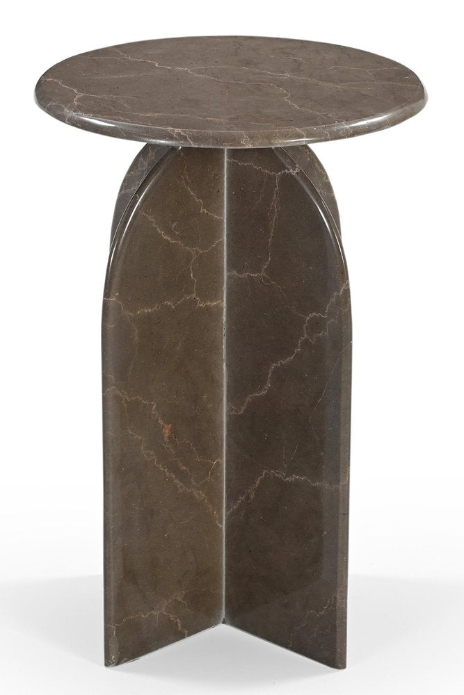 24" Cream Marble Round Pedestal End Table HomeRoots