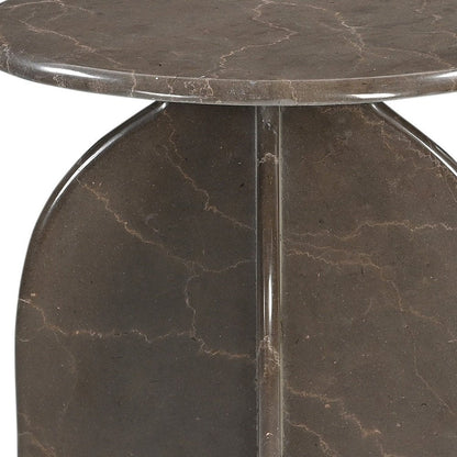 24" Cream Marble Round Pedestal End Table HomeRoots