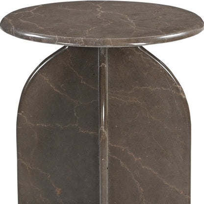 24" Cream Marble Round Pedestal End Table HomeRoots
