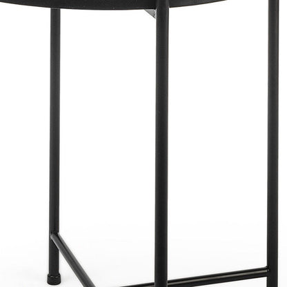 24" Silver and Black Mirrored Glass and Iron Round End Table HomeRoots
