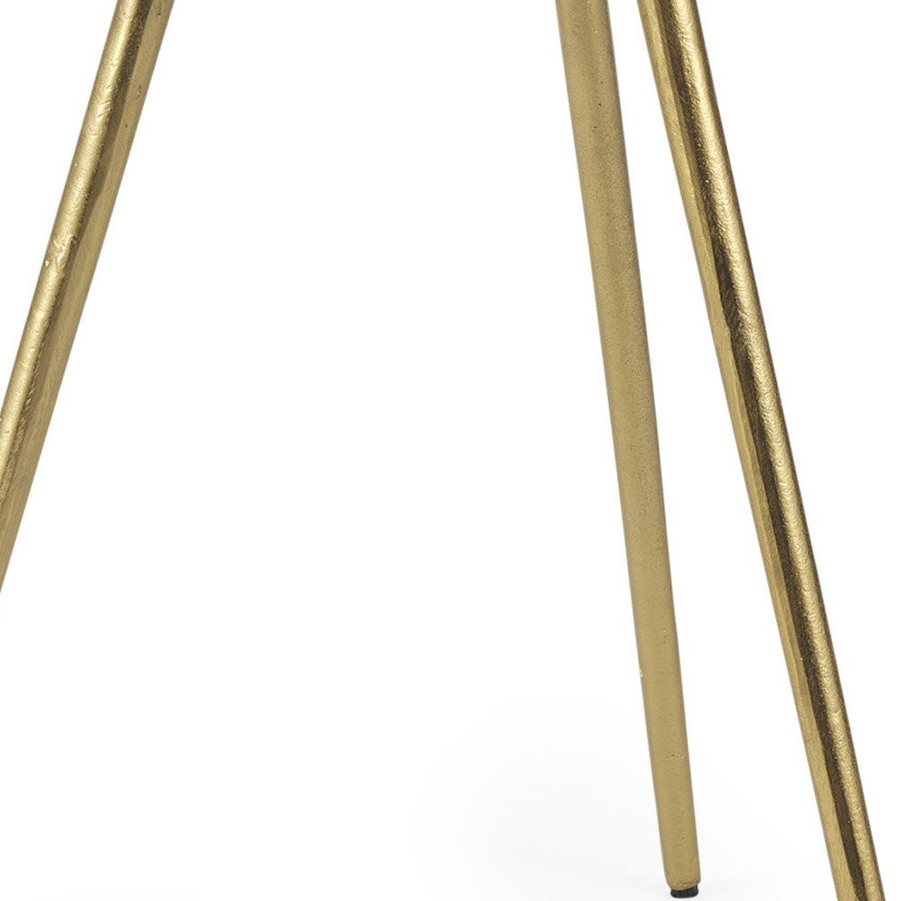 18" White and Gold Stone and Metal Tray Table — view 2