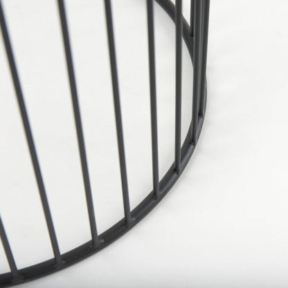 Set of Two Clear and Black Tempered Glass and Metal Wire Round Drum End Tables HomeRoots