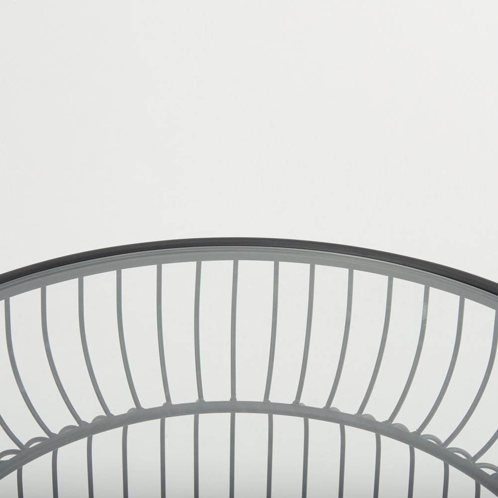 Set of Two Clear and Black Tempered Glass and Metal Wire Round Drum End Tables HomeRoots