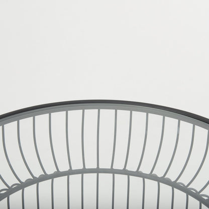 Set of Two Clear and Black Tempered Glass and Metal Wire Round Drum End Tables HomeRoots