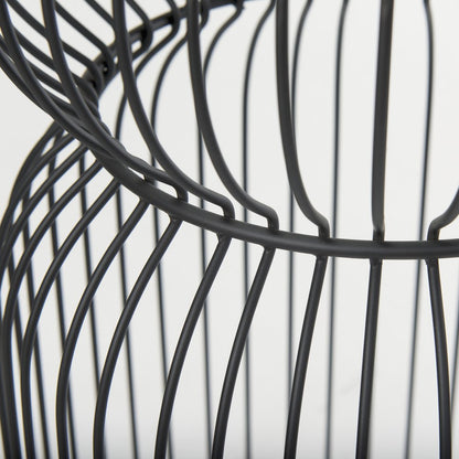 Set of Two Clear and Black Tempered Glass and Metal Wire Round Drum End Tables HomeRoots
