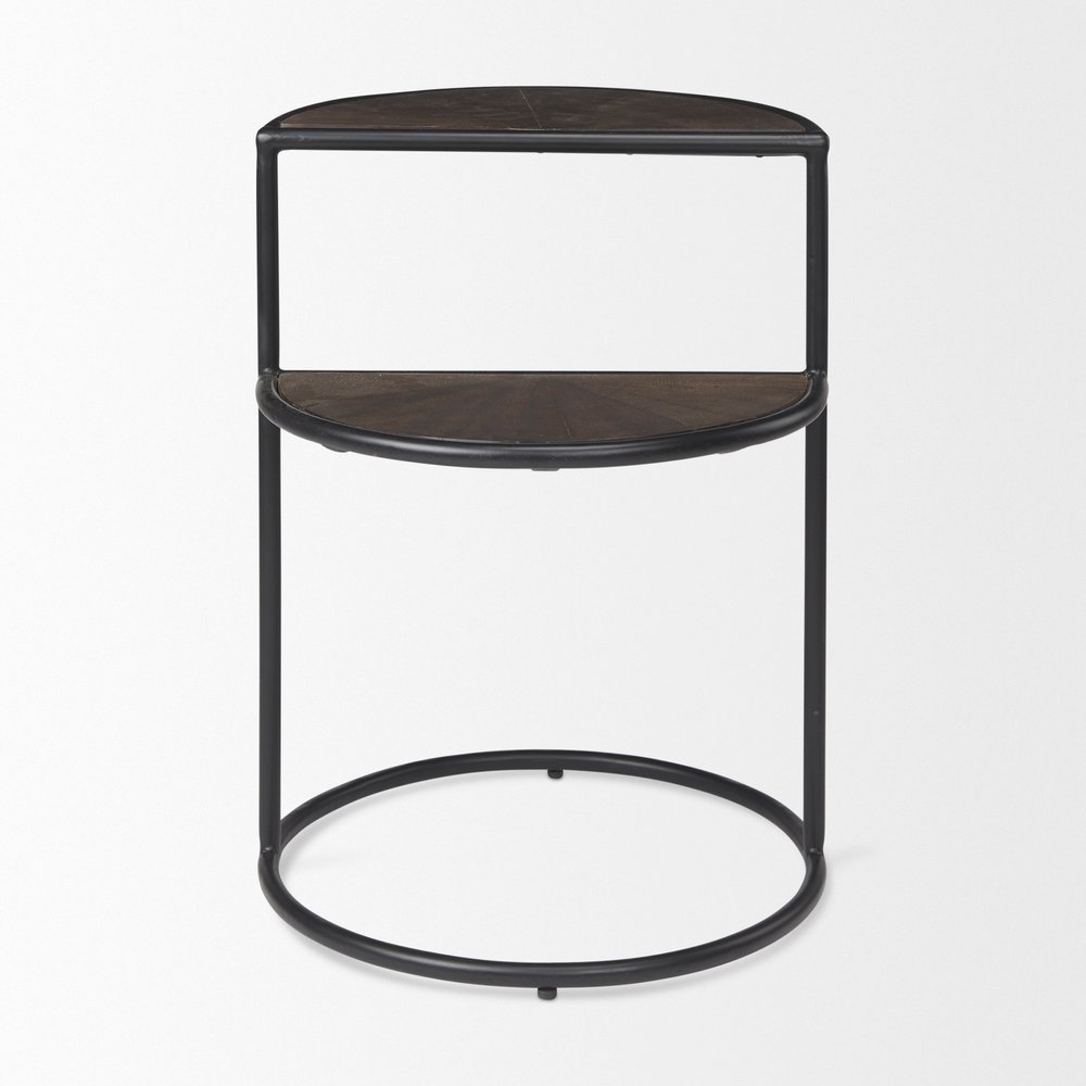 19" Espresso and Black Solid Wood and Metal Tray Table HomeRoots