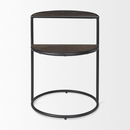 19" Espresso and Black Solid Wood and Metal Tray Table HomeRoots