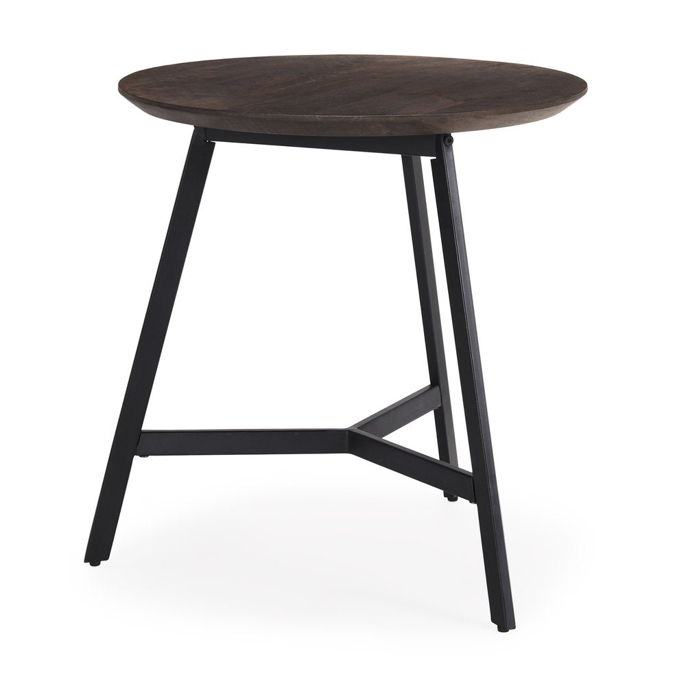 23" Espresso and Black Solid Wood and Metal Tray Table — view 2