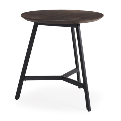 23" Espresso and Black Solid Wood and Metal Tray Table HomeRoots