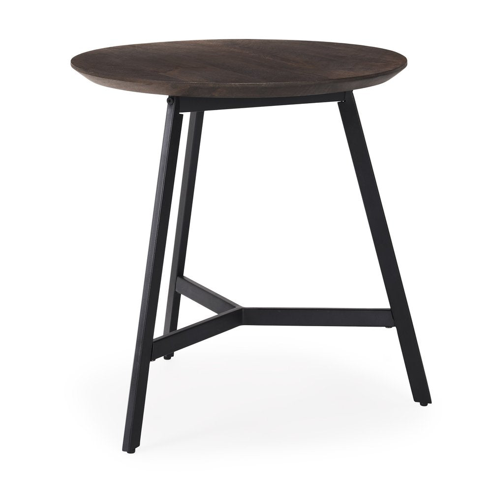 23" Espresso and Black Solid Wood and Metal Tray Table — view 3