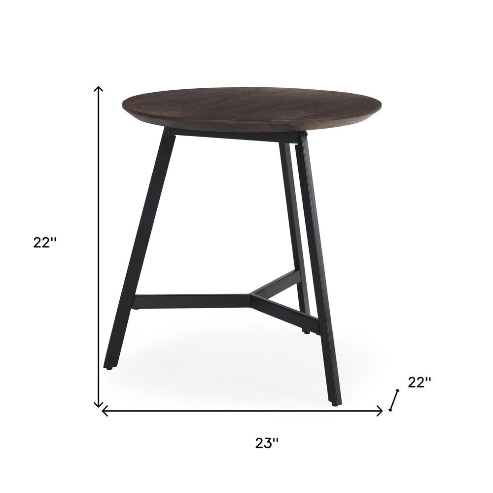 23" Espresso and Black Solid Wood and Metal Tray Table — view 5
