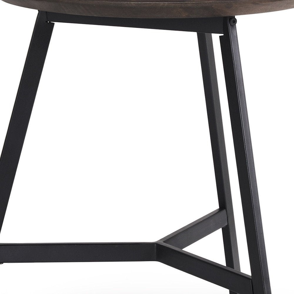23" Espresso and Black Solid Wood and Metal Tray Table — view 4