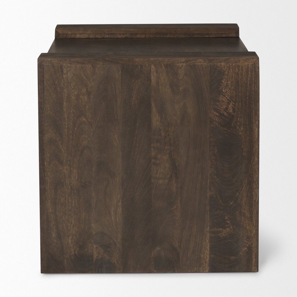 22" Espresso and Brown Solid Wood and Wood Tray Table — view 9