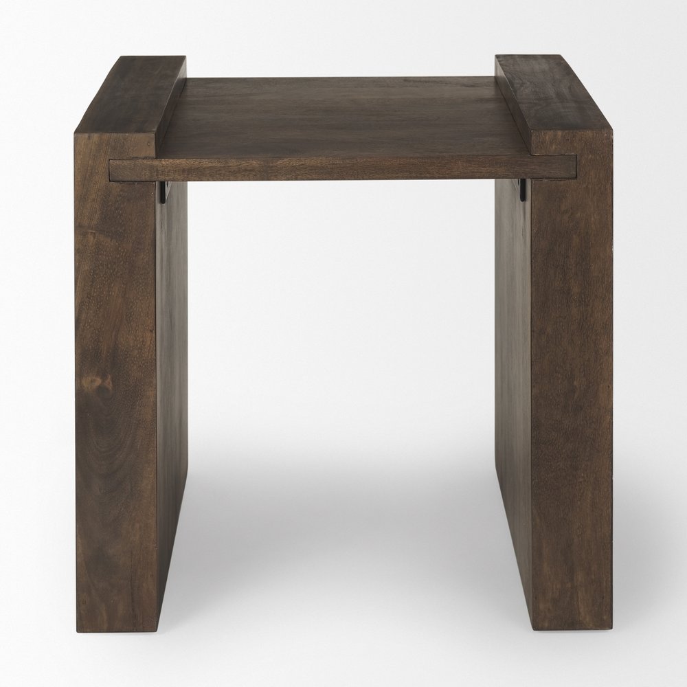 22" Espresso and Brown Solid Wood and Wood Tray Table — view 8