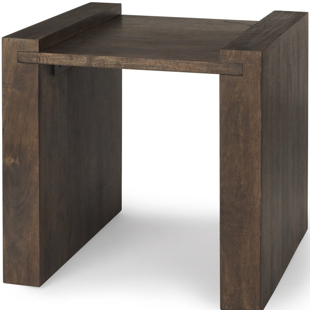 22" Espresso and Brown Solid Wood and Wood Tray Table HomeRoots