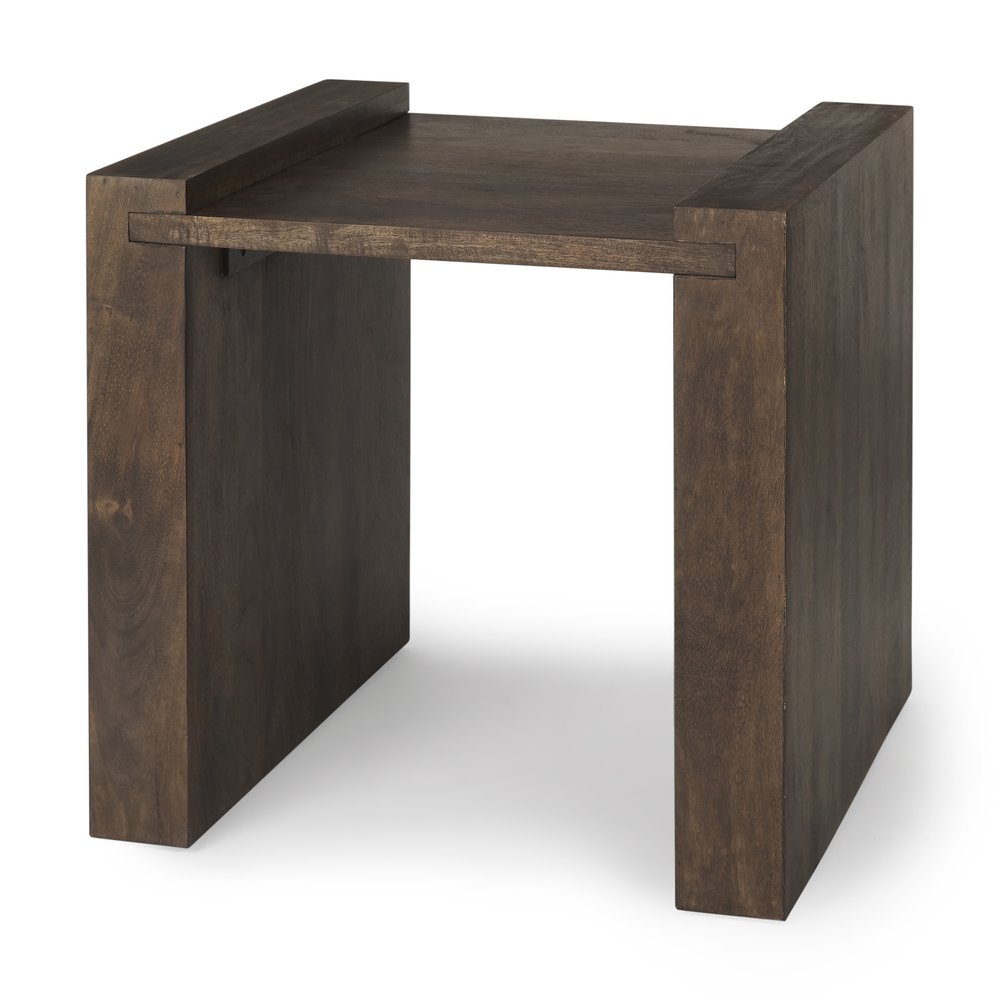 22" Espresso and Brown Solid Wood and Wood Tray Table HomeRoots