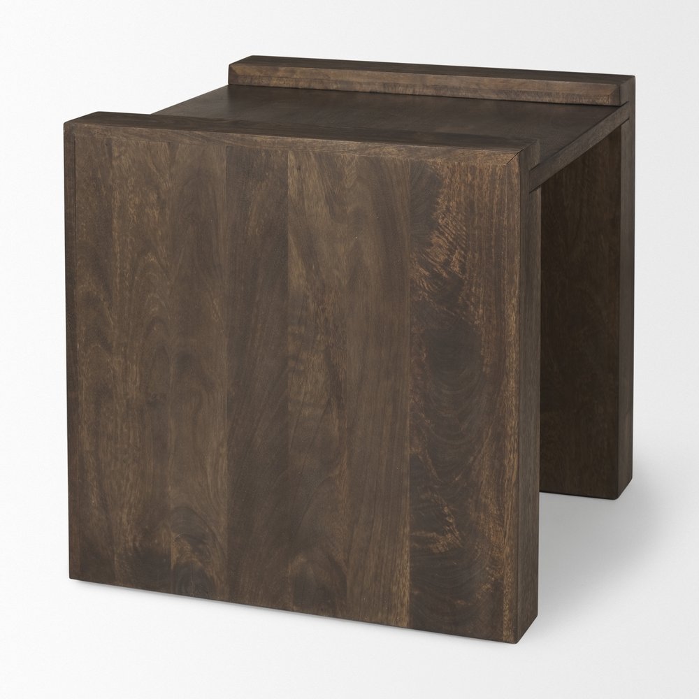 22" Espresso and Brown Solid Wood and Wood Tray Table — view 4