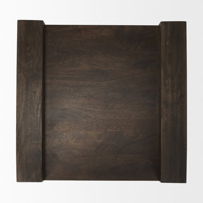 22" Espresso and Brown Solid Wood and Wood Tray Table HomeRoots