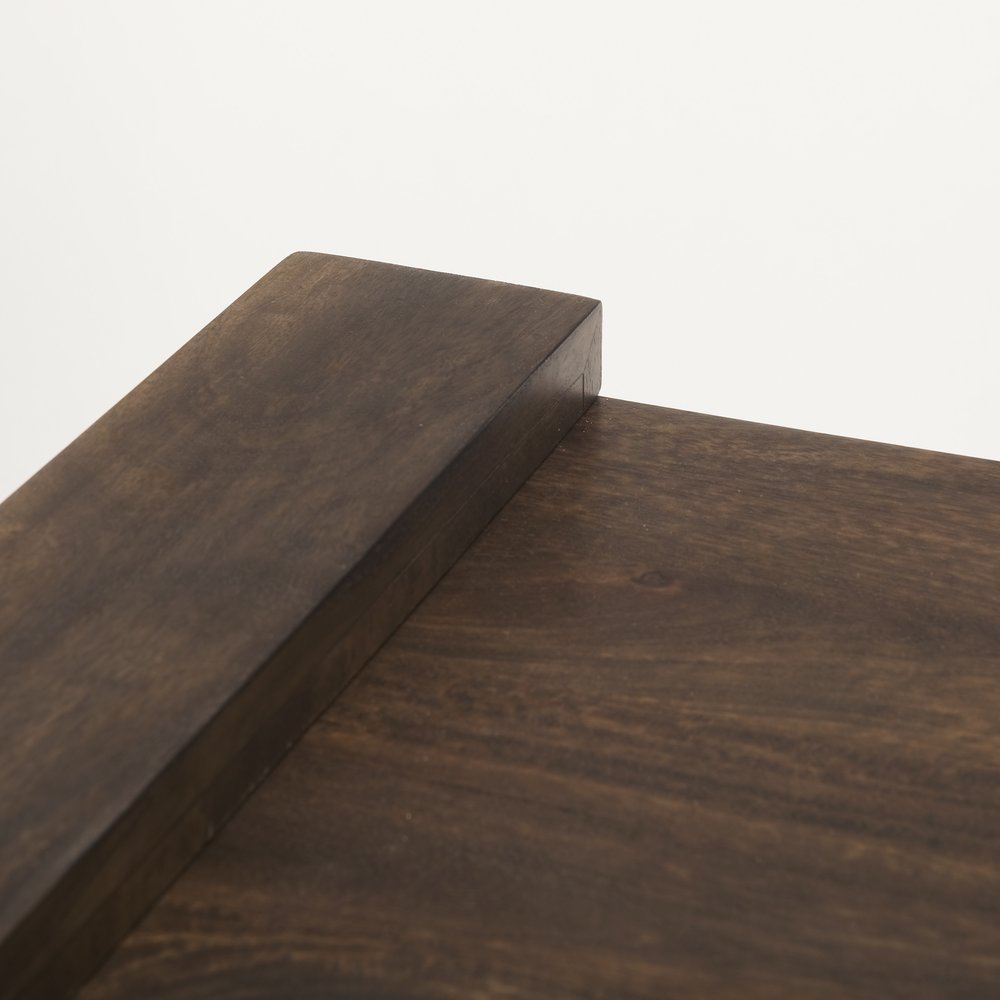 22" Espresso and Brown Solid Wood and Wood Tray Table HomeRoots