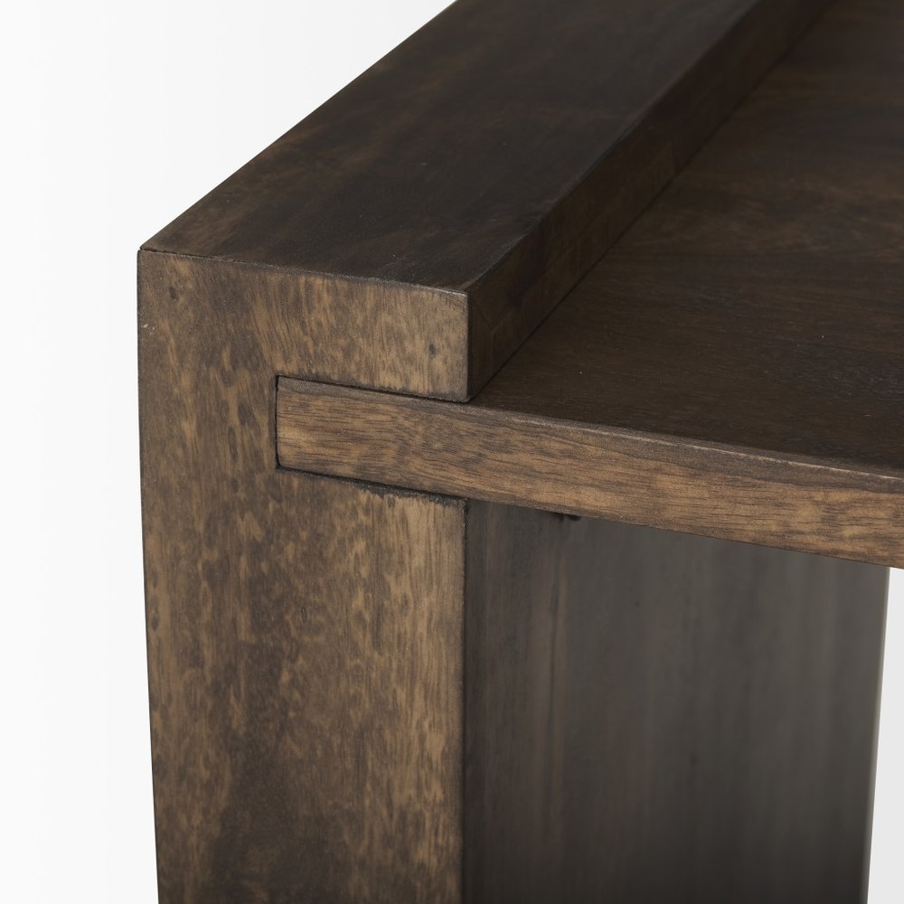 22" Espresso and Brown Solid Wood and Wood Tray Table — view 7