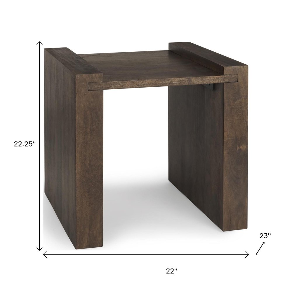 22" Espresso and Brown Solid Wood and Wood Tray Table HomeRoots