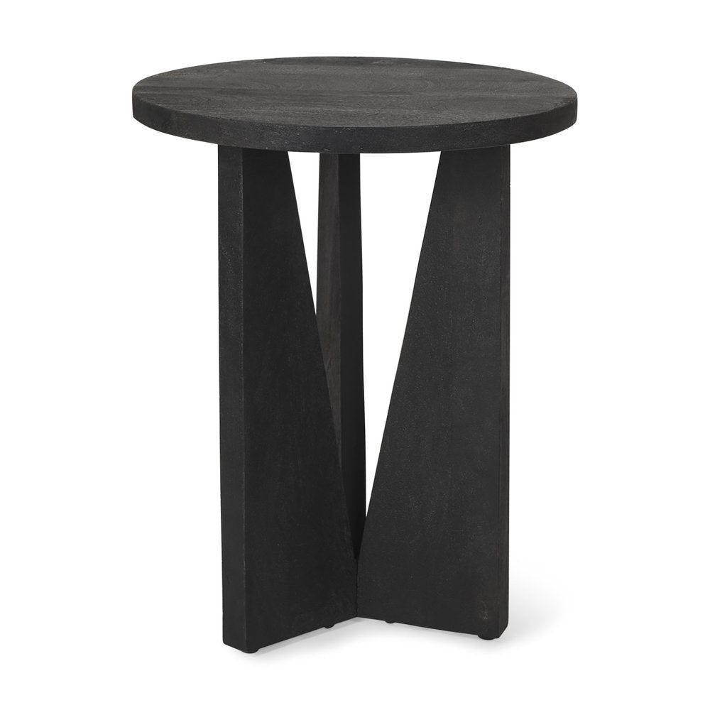 18" Black Solid Wood and Wood Tray Table HomeRoots