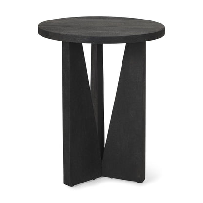 18" Black Solid Wood and Wood Tray Table HomeRoots