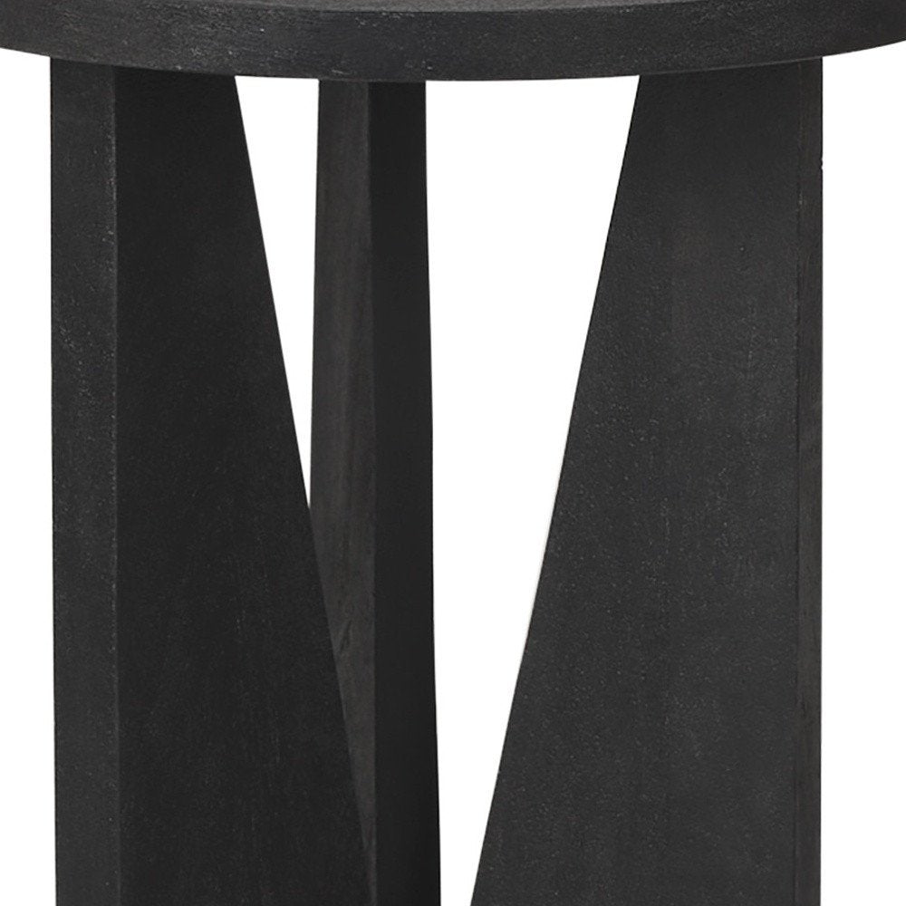 18" Black Solid Wood and Wood Tray Table — view 2