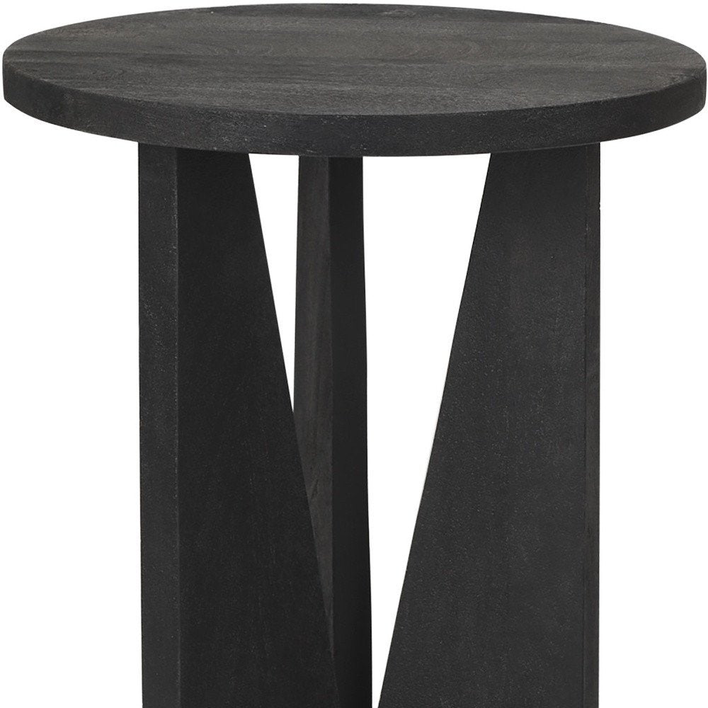 18" Black Solid Wood and Wood Tray Table — view 3