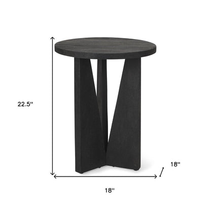 18" Black Solid Wood and Wood Tray Table HomeRoots