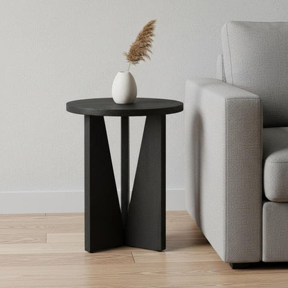 18" Black Solid Wood and Wood Tray Table HomeRoots