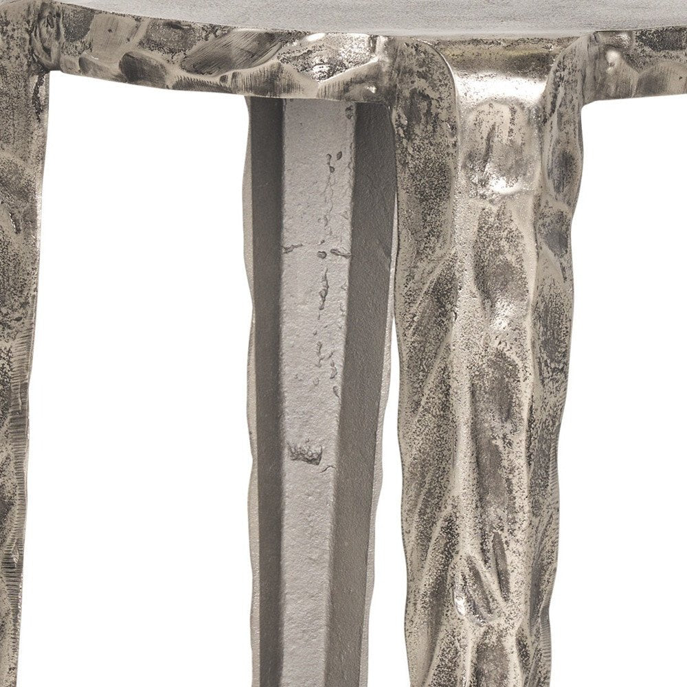 21" Silver Distressed Aluminum Round End Table — view 3