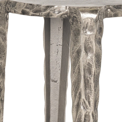 21" Silver Distressed Aluminum Round End Table HomeRoots